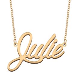 Julie name necklace pendant Custom Personalised for women girls children best friends Mothers Gifts 18k gold plated Stainless steel