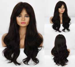 Synthetic Wigs Long Black For Women Wavy Wig With Air Bangs Silky Full Heat Resistant Fibre Cosplay Daily Party Replacement1671907