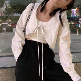 Cardigans Cardigan Women Lace Up Loose Cropped Student Sweet Cute Leisure Simple Comfortable Summer Sunproof Trendy Ulzzang Female New