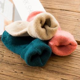 Women Socks Super Thicker Solid Sock Merino Wool Against Cold Snow Russia Winter Warm Funny Happy Male 5pair /lot