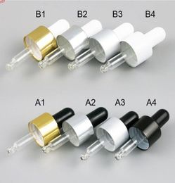 Ready to ship 100pcs 18MM 18415 Aluminium screw cap white black bulb glass pipette Dropper accessories for 5ml100ml bottlesgood4761788