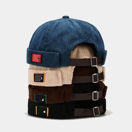 Beanie Skull Caps Brand Vintage Beanie Hats Men Women Spring Autumn Landlord Hat Streetwear Hip Hop Brimless Corduroy Docker Cap W164a