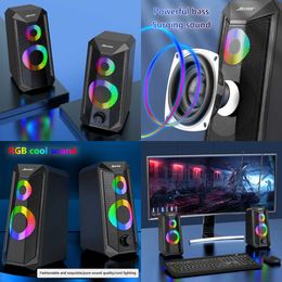 Dizüstü Hoparlör Stereo Ses Surround RGB Işık Masaüstü Dizüstü Bilgisayar PC Bilgisayar Hoparlörleri 3.5mm Jack USB Powered