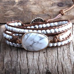 Charm Bracelets MD Fashion Beaded Boho Bracelet Jewellery Handmade Natural Stones 3 Strands Wrap Drop