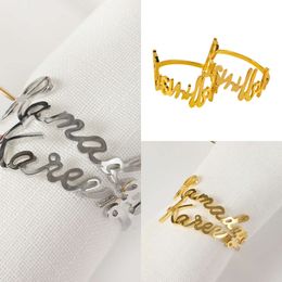 New 2/4/8Pcs Gold Sier Napkin Rings With Ramadan Kareem And Bismillah Letters For Muslim Eid Mubarak Party