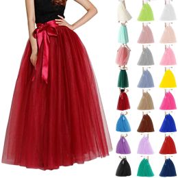 Skirts Party Train Fashion Womens Lace Princess Fairy 4 Layers 100 Cm Voile Tulle Skirt Bouffant Puffy Fashion Skirt Long Tutu Skirts