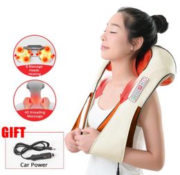 Fast Ship Home Car Electric Heating Back Massaging Neck Massager Pillows Cape Shiatsu Infrared Kneading Therapy Ache Shoulder Rela3677596
