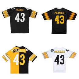 Stitched football Jersey 43 Polamalu 2005 white mesh retro Rugby jerseys Men Women and Youth S-6XL