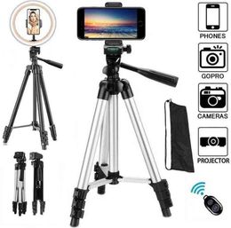 Lightweight Camera Phone Tripod Portable Adjustable Tripode Stand Mount Holder with Ring Light For Live Youtube aro de luz H11175070206