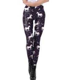 Leggings 2022 New Leggings Fashion Cute Unicorn Print Legings Women Elastic Fitness Leggins Mid Waist Trouser Skinny Sexy Pant