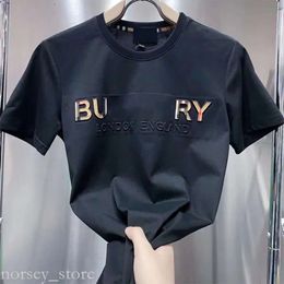 Burbery T Shirt Designer Classic Men's T-Shirt 3D Letters Casual Short Sleeve Streetwear Tops Tees For Mens Womens Black White Shirt 990