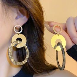 Dangle Earrings Hollow Out Metal Acrylic Circle Drop For Women Exaggerated Elegant Party Jewellery