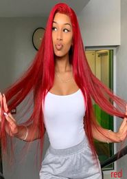 Red Colour 13x6 Brazilian Straight Human Hair Wigs 100 Remy Hair Wigs Pre Plucked Lace Front Hair Wig For Women77669531673314