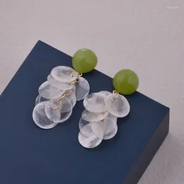 Stud Earrings Simple Women's Fresh Earless Ear Clip Sen Series Sweet Shell Slices Green Gift Wholesale