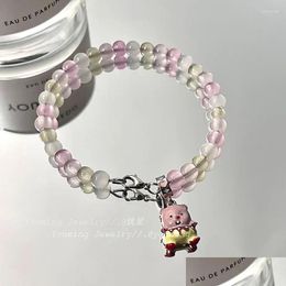 Beaded Strand Cute Little Beaver Lubby Loopy Korean Bracelet Niche Design Collarbone Chain Womens Personalized Drop Delivery Jewelry Dhh2P