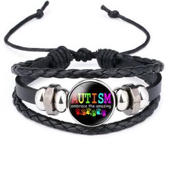 New Kids Autism Awareness Bracelets For Children Autism Boy Girl charm leather Wrap Wristband Bangle Fashion Inspirational Jewelry7657406