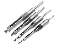 4PCS Square Hole Mortiser Drill Bit Woodworking Drill Kits Mortising Hole Drills DIY Woodworking Tools6483812