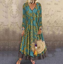 Dress Elegant Floral Female Loose Oversized Long Dress for Women Clothing Plus Size Daily Summer Bohemian Beach Vestido Commuting