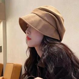 Berets Winter Suede Fisherman Hat For Women French Style Solid Colour Pile Beret Hats Female Octagonal Caps Girl Artist Painter Cap