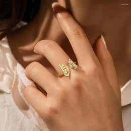 Cluster Rings BOAKO S925 Sterling Silver Finger For Women Girl Smooth Hollow Butterfly Pattern Opening Ring Adjustable Hand Accessories