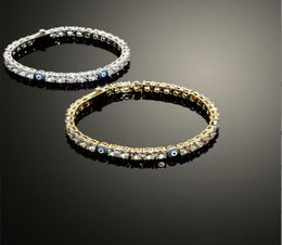 Evil Eye Tennis Bracelet Hip Hop Bracelets for Women Blue Stone Beads Bracelet Mens Jewellery5363245