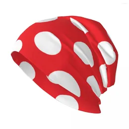 Berets Red And White Polka Dot Stylish Stretch Knit Slouchy Beanie Cap Multifunction Skull Hat For Men Women