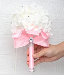 Wedding Flowers Handmade PE Foam Rose Bridesmaid Bouquet Bridal Ribbon Fake Flowers Pink Bouquets De Noiva2681109