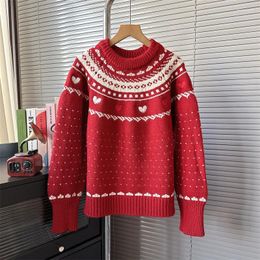 Women's Sweaters Red Sweater Autumn And Winter Beautiful Knitted Top Pullovers Full Sleeves Oversize Loose Jumper Sweatshirt