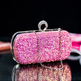 Evening Pink Clutch Designer Bags Women Luxury Purse Bling Sequins Handbag Fashion Shoulder Crossbody Small Phone Bag 240223