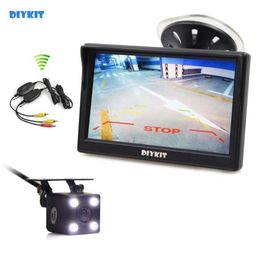 DIYKIT Wireless Waterproof HD Reverse Backup Car Camera LED Night Vision 5 inch LCD Display Rear View Monitor Car Monitor5586986