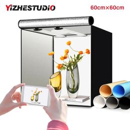 Yizhestudio 60cm Po Studio Box Led Lightroom Dimmable Folding Softbox Light Tent with 4 Colours Backdrops for Fotografico 240229