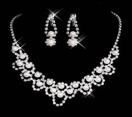 15036 Cheap Rhinestone Bridal Jewellery Sets Earrings Necklace Crystal Bridal Prom Party Pageant Girls Wedding Accessories3936758