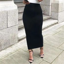 Skirt African High Waist Elastic Woman Bandage Pencil Skirts Elegant Bodycon Slim Skinny Streetwear Party Club Maxi Long Skirt Female