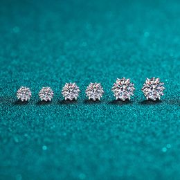 Moissanite Diamond Stud Earrings 0.6ct-2.0ct d Color 925 Sterling Silver Platinum Plated Screw Back