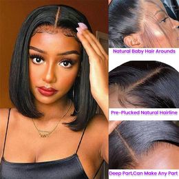 Malaysian 13x4 Lace Frontal Straight Bob Wig Short Human Hair Wigs Front Pre-Plucked