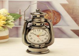 Vintage Alarm Clock Retro Oil Lamp Alarm Clock Watch Table Kerosene Light Living Room Decor Articles Office Craft Ornament7426618