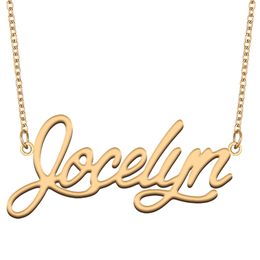 Jocelyn name necklace Gold pendant Custom Personalised for women girls children best friends Mothers Gifts 18k gold plated Stainless steel