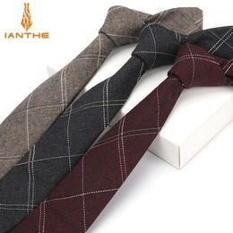 Ianthe 6cm Men's Suit Tie Classic Men Plaid Necktie Formal Business Bowknots Ties Male Cotton Skinny Slim Narrow Ties Cravat12172