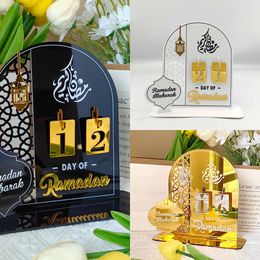 New 1Pc 2024 Reusable Mubarak Count Down Eid Party Acrylic Calendar Board Ramadan Kareem Party Supplies