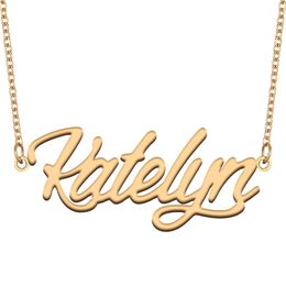 Katelyn name necklaces pendant Custom Personalized for women girls children best friends Mothers Gifts 18k gold plated Stainless steel