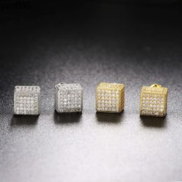 Trendy Punk 8Mm Brass Iced Out Moissanite Earrings Square Cubic Moissanite Screw Stud Earrings For Men