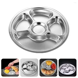 Dinnerware Sets Stainless Steel Grid Containers For Storage Plate Serving With Cover Dumpling Dining Primary School