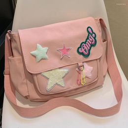 Evening Bags Women Candy Color Shoulder Bag Star Letter Applique Fashion Crossbody Large Capacity Campus Satchel Student Travel Sling