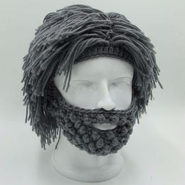 NaroFace Handmade Knitted Men Winter Crochet Moustache Hat Beard Beanies Face Tassel Bicycle Mask Ski Warm Cap Funny Hat Gift New C310k