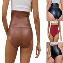 Shorts Women Sexy Faux Leather black Stretch triangle Shorts Girl High waist Beach Hot Shorts YF016