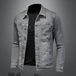 Autumn washed classic mens denim jacket Street handsome trend High retro casual versatile clothing 240305