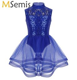 Girls Sequins Mesh Tutu Ballet Dresses Figure Ice Skating Dress Gymnastics Leotard Performance Competition Lyrical Dance Costume8350853