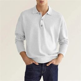 Casual outing style spring/summer long-sleeved POLO shirt lapel button up top large size mens T-shirt S-3XL240305