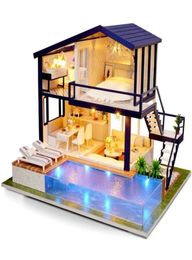 3D Miniaturas Dollhouse Doll House Wooden Furniture Diy House Miniature Box Puzzle Assemble Kits Toys For Children Birthday Gift 25910285