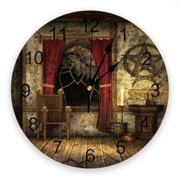 Wall Clocks Retro House Mysterious Witch Magic Array Silent Home Cafe Office Decor For Kitchen Art Large